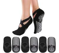 Binnan 3 Paires Chaussettes Pilates Yoga, Chaussettes Yoga Femme, Chaussettes Yoga Antidérapantes, Chaussettes Pilates en Coton, Chaussette Antidérapante Femme avec Poignées