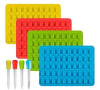 Binnan 4pcs Moule à Bonbons Oursons, Moule Silicone Bonbon, Moule Ourson Silicone, Moule Bonbon Anti-Adhésif de Qualité Alimentaire pour Faire Chocolat Glaçons Biscuits Bonbons