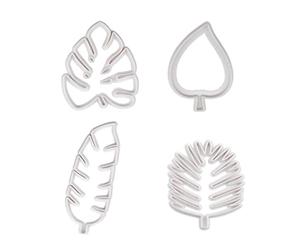 Binnan 4pcs Moules Pâtisserie en Plastique, Emporte Pièces Feuille Tropicales, pour Les Biscuits Les Pâtes à Sucre Les Gâteaux