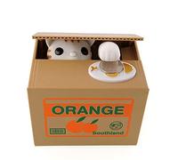 Binnan Boîte Tirelire Economiser Piece de Monnaie, Boîte Tirelire Cute Animal volent l'argent, Blanc Chat, Orange
