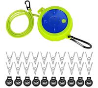 Binnan Corde a Linge Retractable, 10M Corde à Linge Portable avec 10 Boucles Fixes et 20 Pinces Coupe-Vent, Fil Linge Retractable Portable pour buanderie, Salle de Bain, Jardin ou Voyage