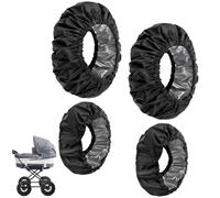 Binnan Couverture de Roue de Poussette Infantile, Housse de Roue pour Bébé, 4 Pièces en Tissu Oxford, Anti-poussière pour Poussette et Fauteuil Roulant