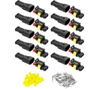 Binnan Imperméable à l'eau Connecteur, 10 pièces Voiture Étanche Connecteur Électrique, Connecteur 2 Broches, Waterproof Fil électrique Connecteur pour Moto Scooter Auto Truck Marine