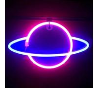 Binnan Lampe au Néon LED Veilleuse pour Chambre USB Chargeur,Rose + Bleu Planète Néon Logo,Néon,Lampe Neon pour Enfants Chambre Fête Danniversaire Bar Décor de Mariage