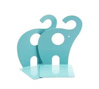 Binnan Lot de 2 Serre-Livres Motif éléphant , Serre-Livres en Métal Fin Antidérapants en Forme de éléphant - Bleu
