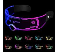 Binnan Lunette LED, Lunettes de Fête Lumineuses, Lunettes Lumineuses Cyberpunk, Lunette Futuriste pour Halloween, Cosplay, Bar, Club, Fête, Cadeau pour Fille et Garçon