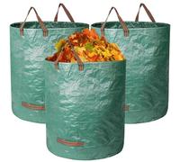 Binnan Sacs à déchets de Jardin, 3 x 272L Sacs de Jardin, Sacs de déchets Jardin résistants avec Poignées, Étanche, Pliable et Réutilisable pour Déchets Débris Végétaux Jardin Feuilles