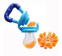 Binnan Tétine Alimentation Bébé Anneau d'Alimentation Bébé, Nourriture sûr Enfant Sucette Bouteilles Téton Tétine, Silicone, Bleu