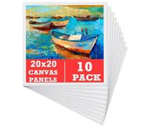Binnan Toile Peinture (Lot de 10) - 20 x 20 cm -Toiles à Peindre Adaptées pour Acryliques, Toile Vierge Blanches Tendues, 3mm Cartons Entoilés pour Acryliques, Huile, Aquarelle, Enfants, Débutants