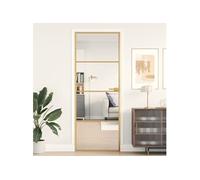 Binnendeur smal 76x201,5 cm gehard glas en aluminium goudkleur155132
