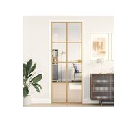 vidaXL Porte intérieure mince doré 76x201,5 cm verre trempé aluminium