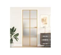 Binnendeur smal 83x201,5 cm gehard glas en aluminium goudkleur155145