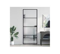 Binnendeur smal 83x201,5 cm gehard glas en aluminium zwart155118