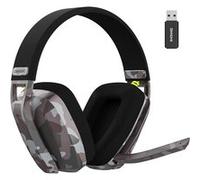 BINNUNE BW06 Casque Gaming sans Fil, 2,4 GHz Casque Bluetooth sans Fil avec Micro pour PS5, PS4, PC, Switch, Mac, Mobile, Casque Gaming Réduction du Bruit avec Son Stéréo, Batterie de 60h - Camouflage