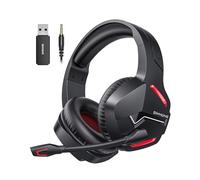 BINNUNE Casque de Jeu sans Fil avec 2,4 GHz pour PS5, PS4, PC, NS, Joueurs FPS, 120 Heures + Bluetooth 5.3 Casque de Jeu avec Microphone Antibruit, Casque de 50 mm pour Ordinateur Portable - Rouge