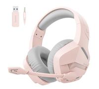 BINNUNE Casque de Jeu sans Fil avec 2,4 GHz pour PS5, PS4, PC, NS, Joueurs FPS, 120 Heures + Bluetooth 5.3 Casque de Jeu avec Microphone Antibruit, Casque de 50 mm pour Ordinateur Portable - Rose