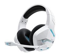 BINNUNE Casque Gaming sans Fil avec 2,4 GHz pour PS5, PS4, PC, NS, Joueurs FPS, 120 Heures + Bluetooth 5.3 écouteur Microphone Antibruit, 50 mm pour Ordinateur Portable - Blanc