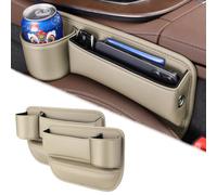 BINNXC 2 Pièces Boîte Rangement D'espace Siège D'auto pour Opel Astra K Wagon Crossland Olympia, Latérale de Console Cuir Organisateur,Avant Siège Boîte de Rangement,B-Beige