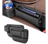 BINNXC 2 Pièces Boîte Rangement D'espace Siège D'auto pour Opel Astra K Wagon Crossland Olympia, Latérale de Console Cuir Organisateur,Avant Siège Boîte de Rangement,A-Black
