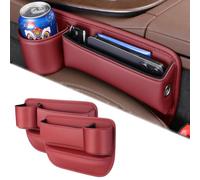 BINNXC 2 Pièces Boîte Rangement D'espace Siège D'auto pour Opel Life Adam Karl Corsa Tigra Chevette Olympia, Latérale de Console Cuir Organisateur,Avant Siège Boîte de Rangement,D-Red