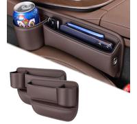 BINNXC 2 Pièces Boîte Rangement D'espace Siège D'auto pour Opel Life Adam Karl Corsa Tigra Chevette Olympia, Latérale de Console Cuir Organisateur,Avant Siège Boîte de Rangement,C-Brown
