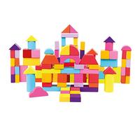 Bino Mertens bloc drum avec 100 pièces, jouet pour enfants à partir de 1 an (blocs de construction colorés et façonnés, taille : XL, exemples de formes pour l'inspiration dans le couvercle), Multicolore 84203