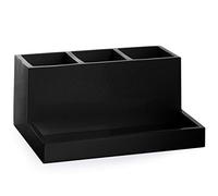 BINO Organiseur multiusages 3 compartiments avec plateau Support pour pinceaux de maquillage et pinceaux de maquillage support pour brosse à dents accessoires de salle de bain en marbre (noir mat)