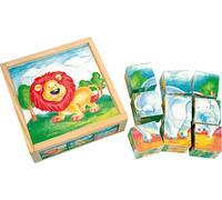 Bino Wooden Toys Picture Blocks Wild Animals 9 pieces