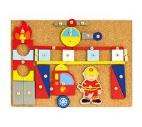 Bino World of Toys Jeu de Marteau Pompier, Jouet pour Enfants à partir de 3 Ans (y Compris des Feuilles de Bois colorées, de différentes Formes, Jouet pour Enfants avec Marteau et Clous),Multicolore