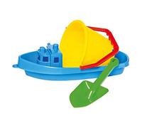 Bino World of Toys Set de Jouets de Sable coloré pour Enfants à partir de 12 Mois, Jouets de Plage (Set de Jeu 3 pièces, Set de Moule à Sable avec Bateau, Taille Approx. 40x17x28 cm), Multicolore