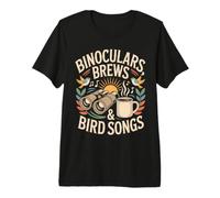 Binocular Brews & Bird Songs Observation Oiseaux café T-Shirt Haut de Gamme
