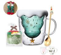 Binoster Cadeau Noel Femme Homme Tasses Mignonnes De Noël Verres à Café Verre Isolant Double Paroi Tasse à Expresso Verre De Noel Idée Cadeaux Noel Maman,Papa,Amie,Soeur Deco De Noel