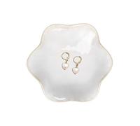 Binoster Plateau à bijoux en céramique, plateau à bijoux en feuille, support à bijoux, petit porte-bague, plateau à bijoux, plateau fourre-tout pour table d'entrée, décoration de chambre