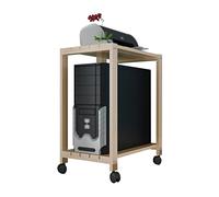 BinOxy Support CPU/Support Processeur CPU Stand Double Couche en Bois Massif en Bois PC Host Host Home Home Hodrey Rovible Refracte PC Host Chassis Bracket avec Roues Support De Boîtier PC