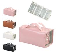 Binozinco Cosmetic Bag, Binozinco Cosmetic Bag with Compartment, Binozinco Leather Cosmetic Bag, Removable Folding Cosmetic Bag, Travelling Outdoor Portable 4-in-1 Cosmetic Bag (Pink)