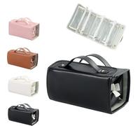 Binozinco Cosmetic Bag, Binozinco Cosmetic Bag with Compartment, Binozinco Leather Cosmetic Bag, Removable Folding Cosmetic Bag, Travelling Outdoor Portable 4-in-1 Cosmetic Bag (Black)