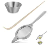BinPhorm Passoire à Matcha Argentée,3 PCS Mini | Passoire Ménagère à Mailles Fines Petite Passoire Cuisine Avec Poignée Renforcée pour Tamiser Filtrer égoutter