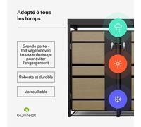 Blumfeldt Cache Poubelle extérieur - Acier galvanisé résistant, 3 Portes verrouillables, Toit jardinière, pour 60 L/120 L/240 L, Design Moderne, abri pour poubelles