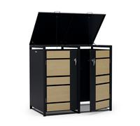 BinSafe conteneur à poubelles 2 poubelles 240 L résistant aux intempéries, verrouillable, acier galvanisé