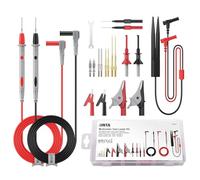 BINTA Câbles de Test Multimètre 25 PCS, Kit Fils Silicone CAT III 1000V 20A, Pointes Remplaçables (dorées/argentées), Pinces Crocodile 15A/32A 30 mm, Test Hooks, Pince SMD, Fiches Banane 4 mm, Coffret