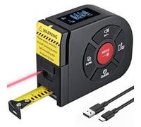 BINTA Mètre Ruban Laser 2-en-1 Télémètre Laser 164Ft/50M Mètre à Ruban Numérique avec Écran LCD pour Mesure Pythagore/Distance/Surface/Volume