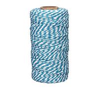 Binwat Corde en macramé bicolore en coton pour bricolage artisanal, ficelle rustique en coton pour suspendre les plantes les travaux manuels le tricot décoratif Coton 2 mm x100yd Bleu + blanc