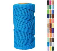 Binwat Cordon en coton naturel épais pour macramé - Fil torsadé en fil de coton pour suspension murale, suspension de plantes, tricot, projets décoratifs - 4 mm x 100 m (bleu lac)