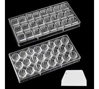 Binwat Lot de 2 moules à chocolat en polycarbonate avec grattoir (ondulé cylindrique + festonné)