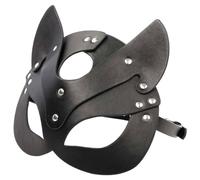 binxliuxo 1PC Black PU Leather Fox Mask Half Face Adult Cosplay Carnival Party Halloween Cosplay