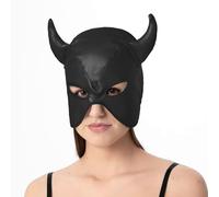 binxliuxo 1PC Head Mask with Open Eyes Mouth Adjustable PU Leather Bull Costume Accessory for Cosplay Stage Performance