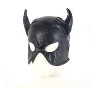 binxliuxo 1pc Masque en Cuir avec Corne de Vache réglable pour Homme et Femme - Noir