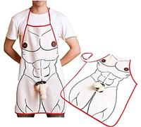 binxliuxo FLUORO 1PC Tablier de cuisine nouveauté enterrement de vie de garçon costume hommes tablier drôle décoration muscle homme drôle barbecue tablier de cuisine faveur de fête