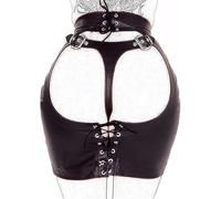 binxliuxo Fluoro Robe Noire en PU Mini Jupe Accessoires b-d-s-m