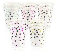 BINYI Gobelets Carton 250ml Jetables Gobelets en Papier Verres Carton de Couleurs Gobelet Anniversaire Biodégradables Paper Cups Pour Les Fêtes Mariage Froides Boissons Chaudes 50Pcs